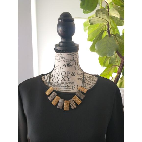 Chico's Gold & Silver Tone Animal Print Necklace/Bracelet with Leather Chain - Picture 13 of 13